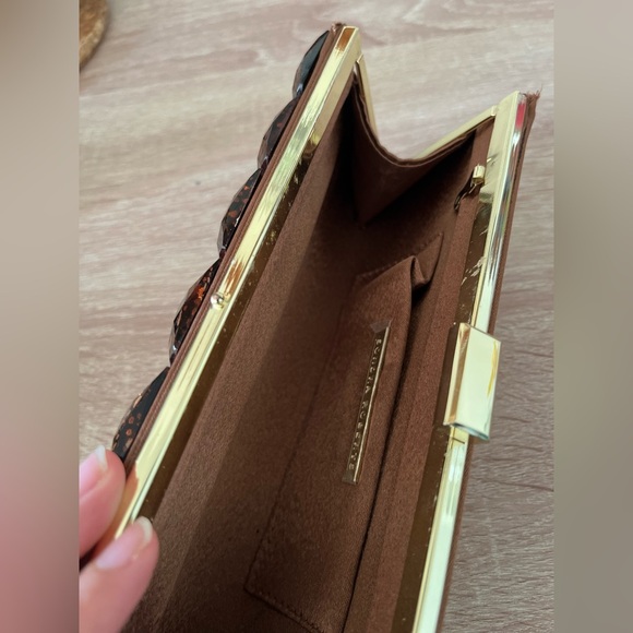 Sondra Roberts Sophisticated Crochet Jewel Beaded Rich Bronze Evening Clutch - Picture 5 of 15